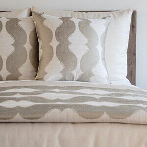 $1,250! NWT Ann Gish Moustache Contemporary Cream Taupe QUEEN Duvet Cover ONLY